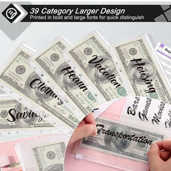 Budget Binder with Cash Envelopes,Cash Wallet Envelope System - Picture 3 of 5